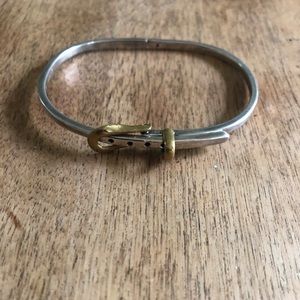 Vintage Sterling Silver & Brass Buckle Bangle
